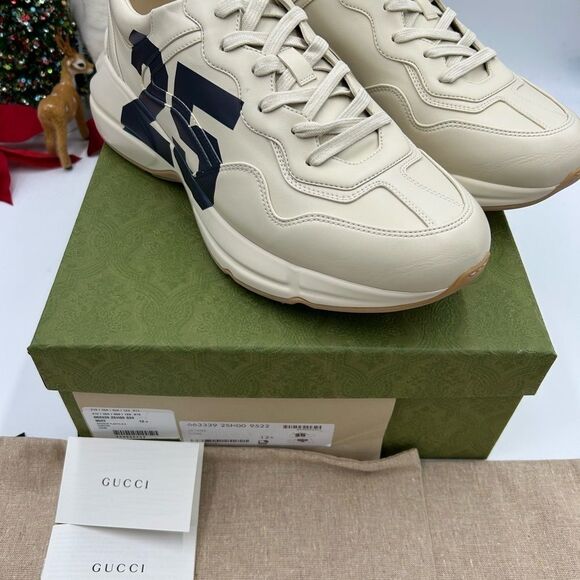 Men’s Gucci Rython 25 low top leather sneakers size 12.5 made in Italy - Picture 3 of 9